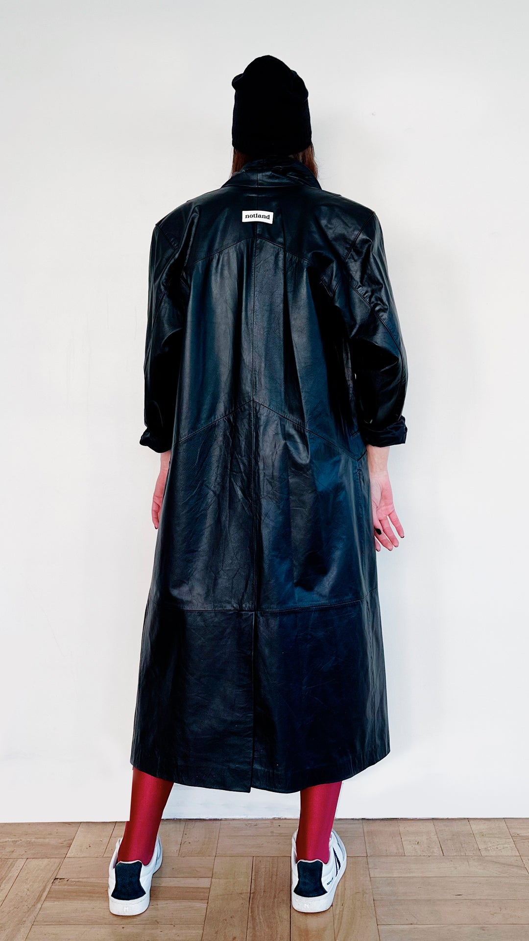 LONG LEATHER COAT NEGRO