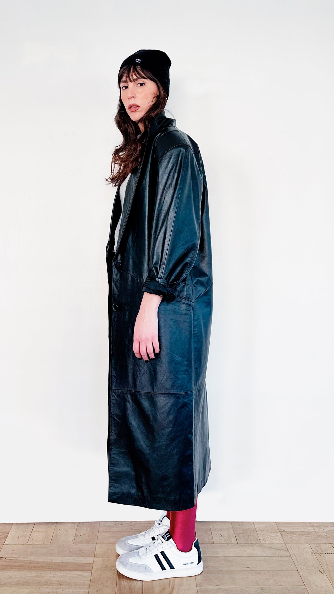 LONG LEATHER COAT NEGRO