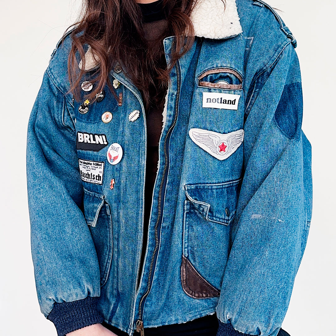 FLEECE DENIM JACKET AZUL