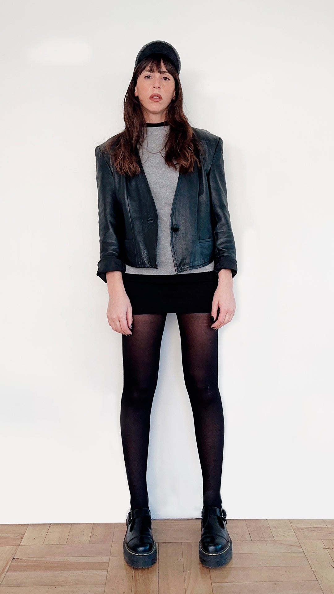 CROP LEATHER JACKET NEGRA