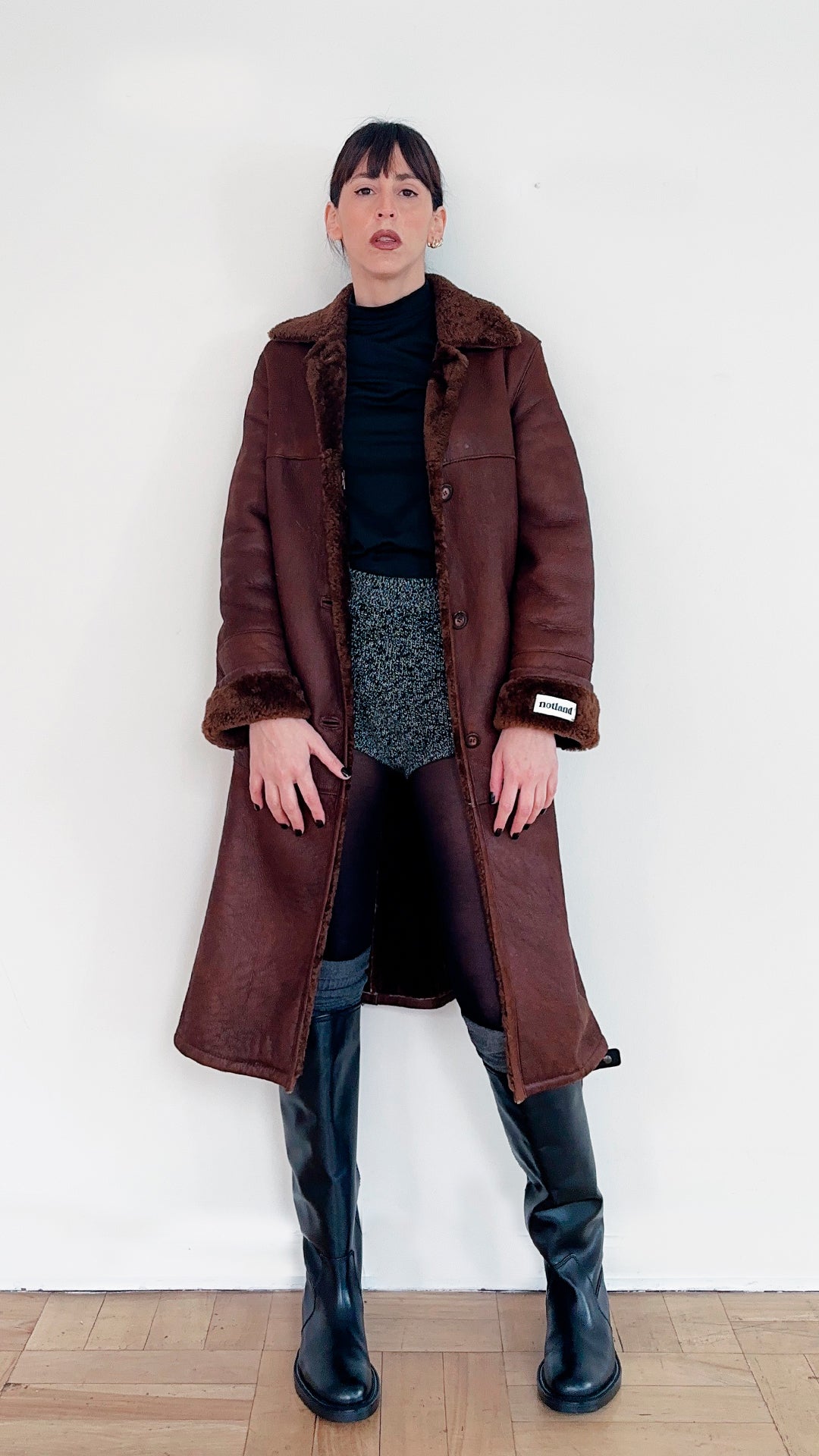 LEATHER & FLEECE LONG COAT