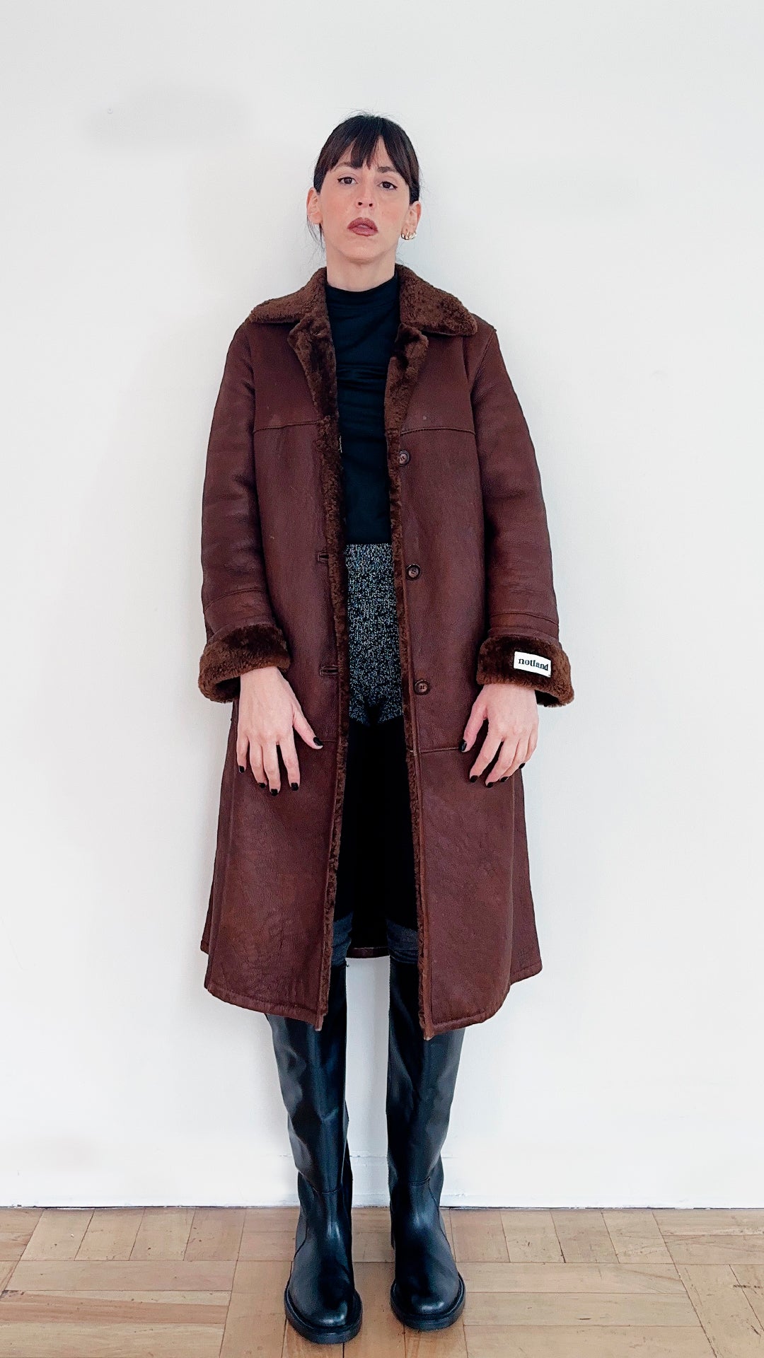 LEATHER & FLEECE LONG COAT