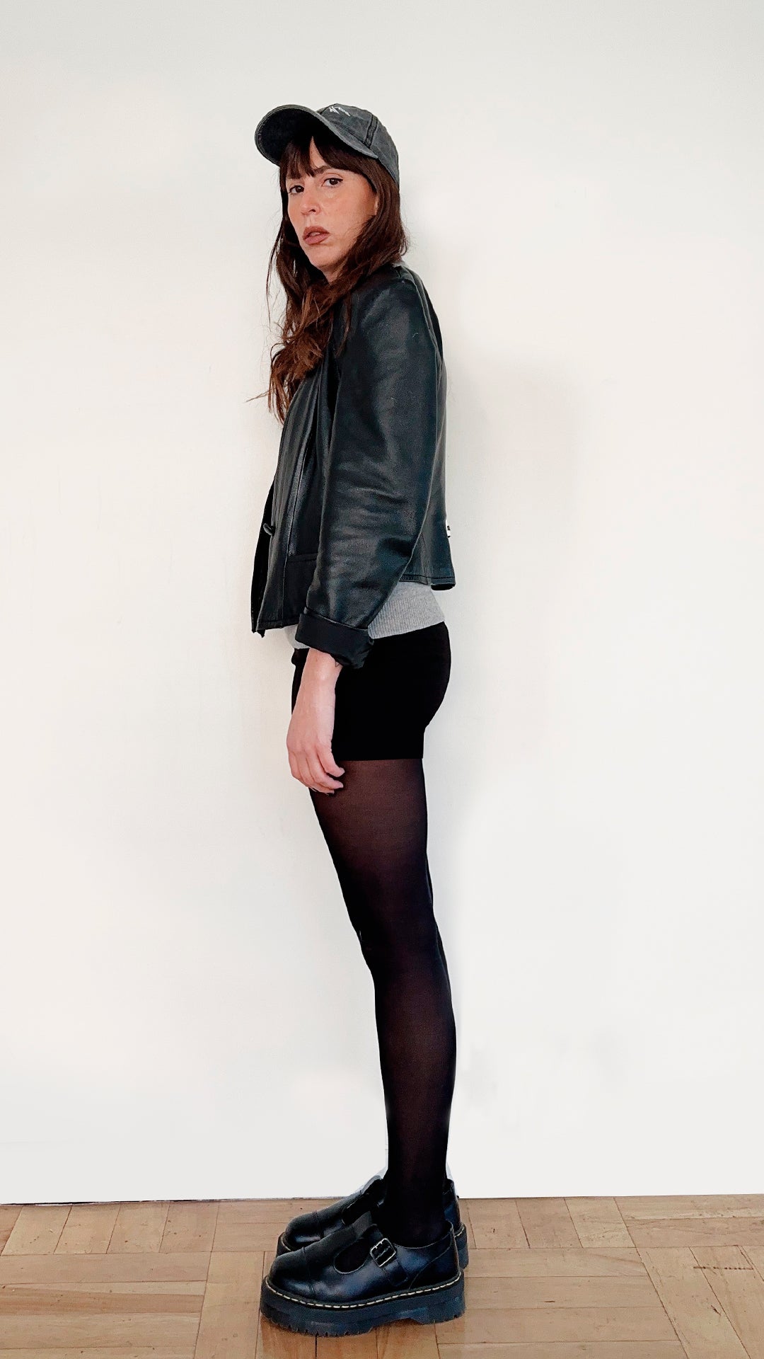 CROP LEATHER JACKET NEGRA