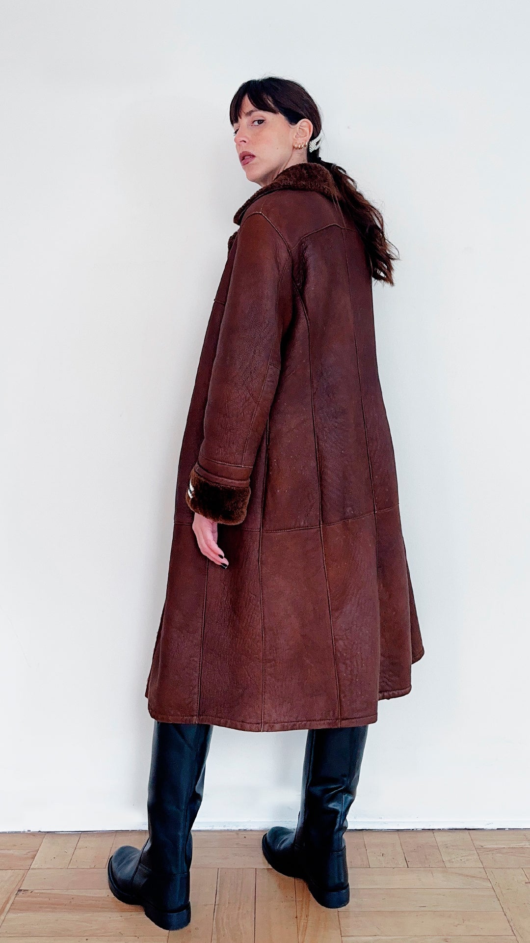 LEATHER & FLEECE LONG COAT