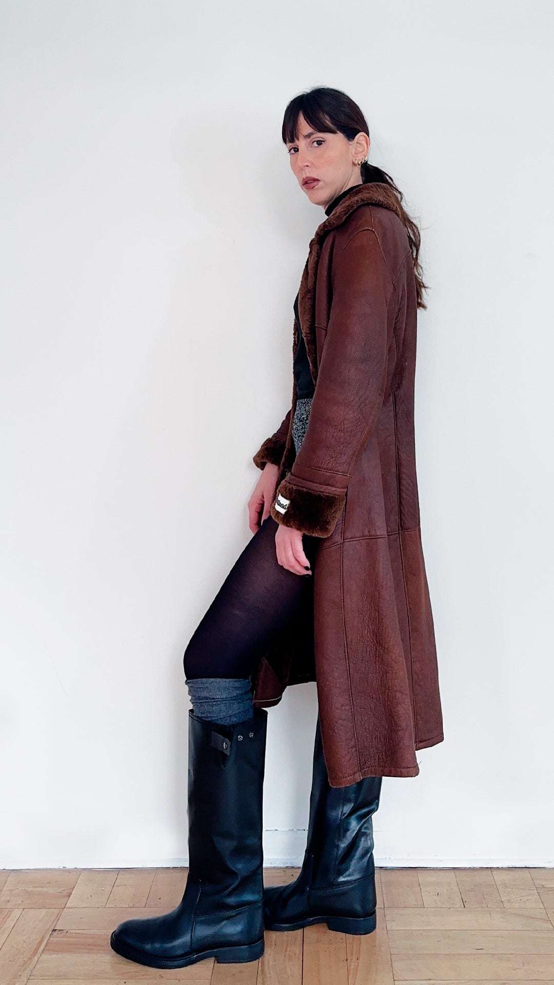 LEATHER & FLEECE LONG COAT