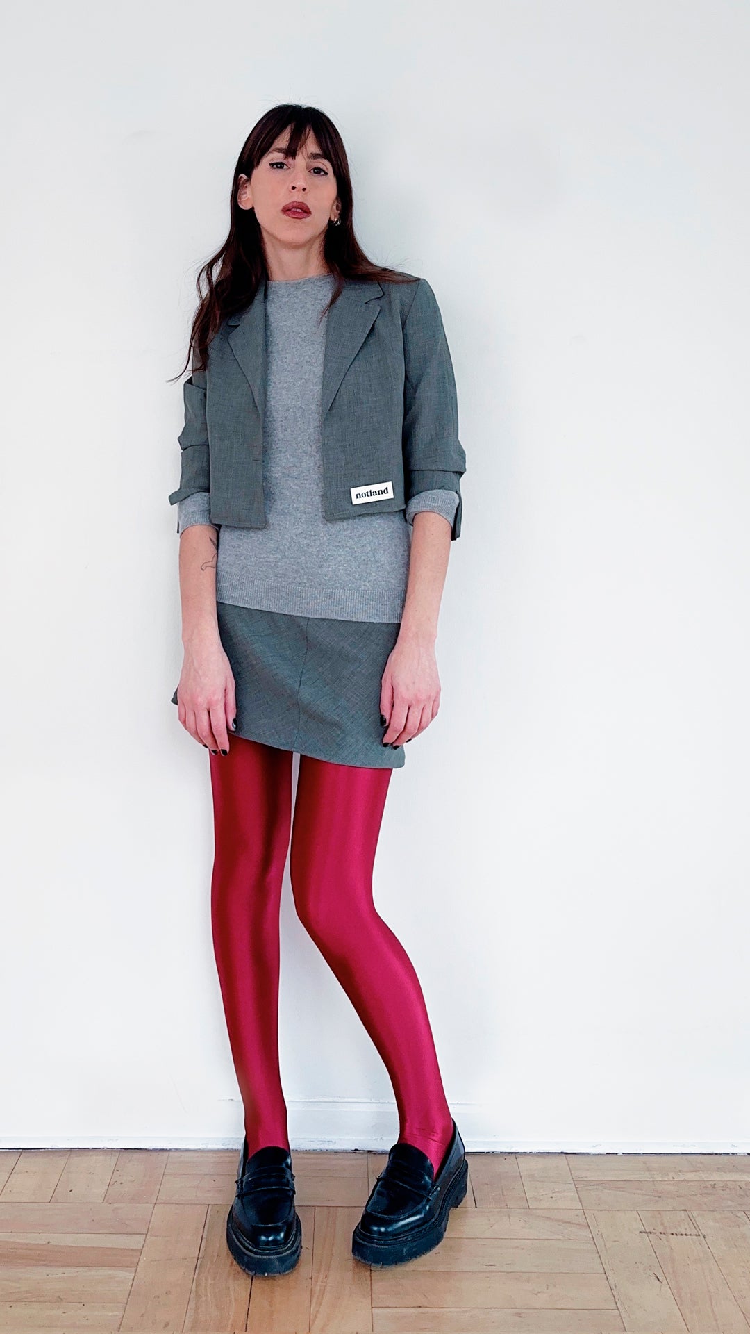 CROP BLAZER & MINI SKIRT GRIS