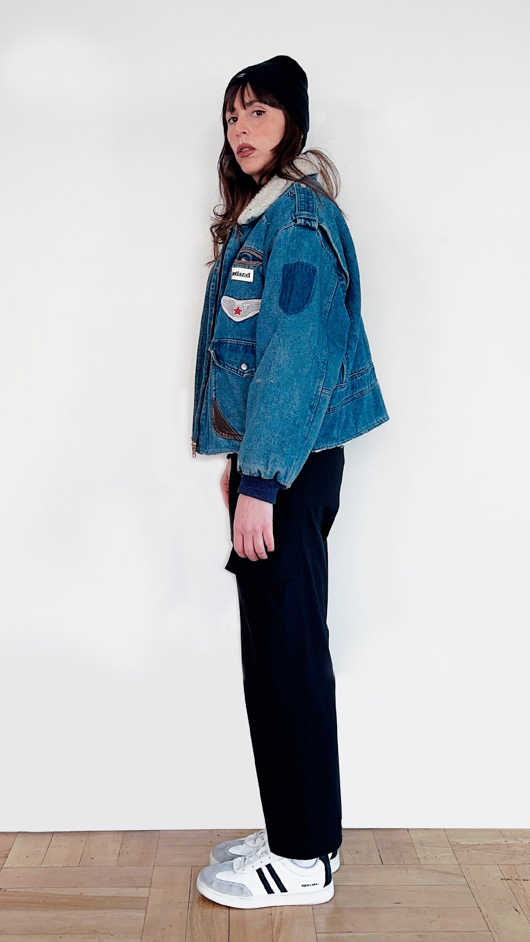 FLEECE DENIM JACKET AZUL