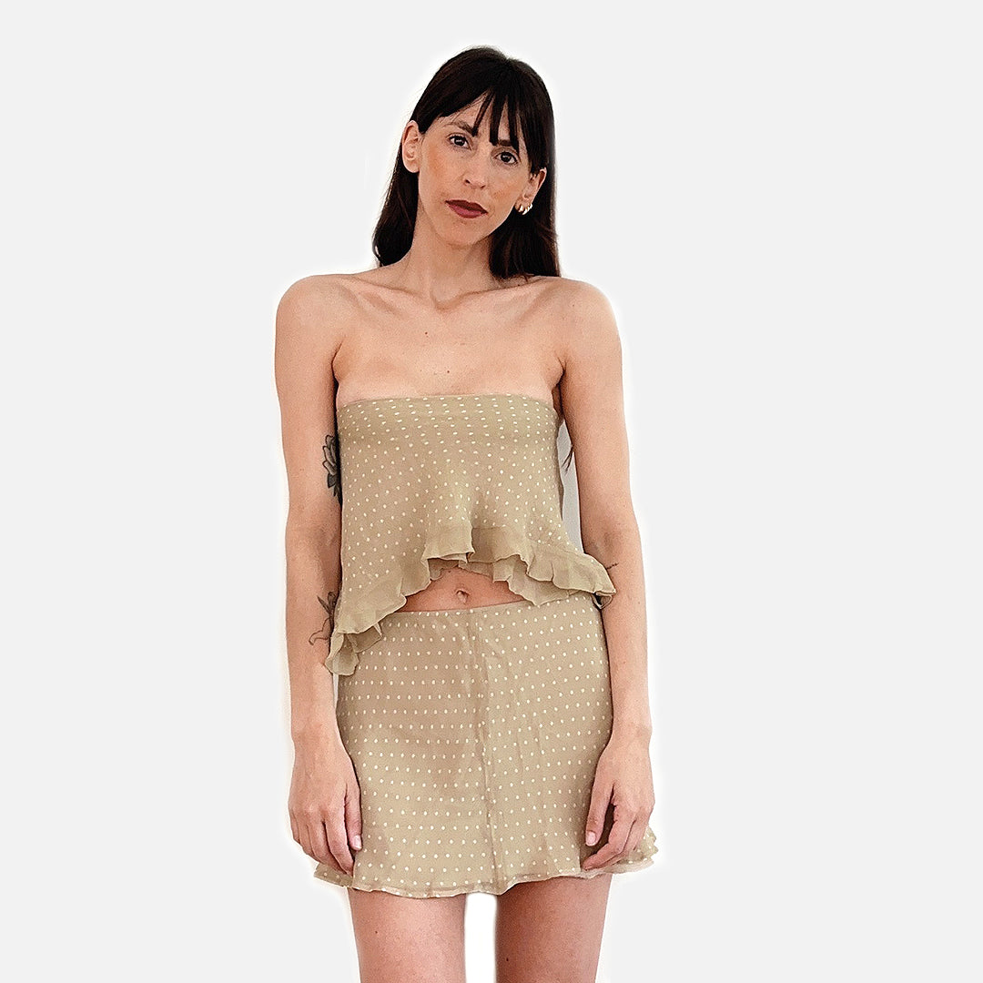 CROP & MINI SKIRT BEIGE